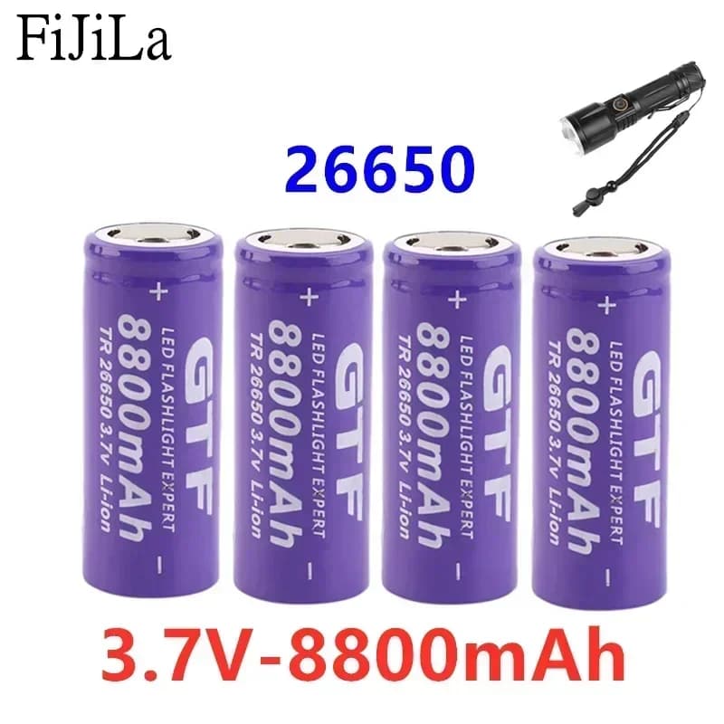 GTF 26650 High-Quality Battery 8800mAh 3.7V Li-Ion Akku for LED Flashlight Cylindrical Lithium-Ion Rechargeable Battery
