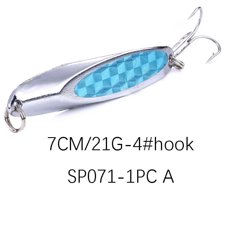 Esca da Pesca Artificiale da 7cm 21g con Paillettes, Taglio Obliquo in Metallo, per Lanci Lunghi, Design a Forma di Alghe per Pesca in Mare e Bass
