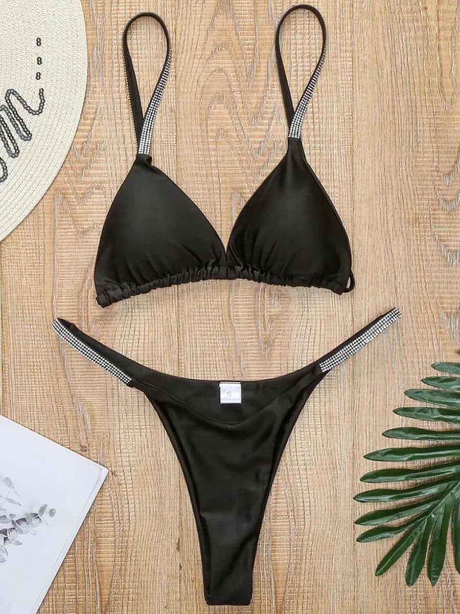 Sexy paillettes lucide mini micro perizoma bikini costume da bagno donna costumi da bagno femminili due pezzi bikini set costume da bagno brasiliano Swim Lady