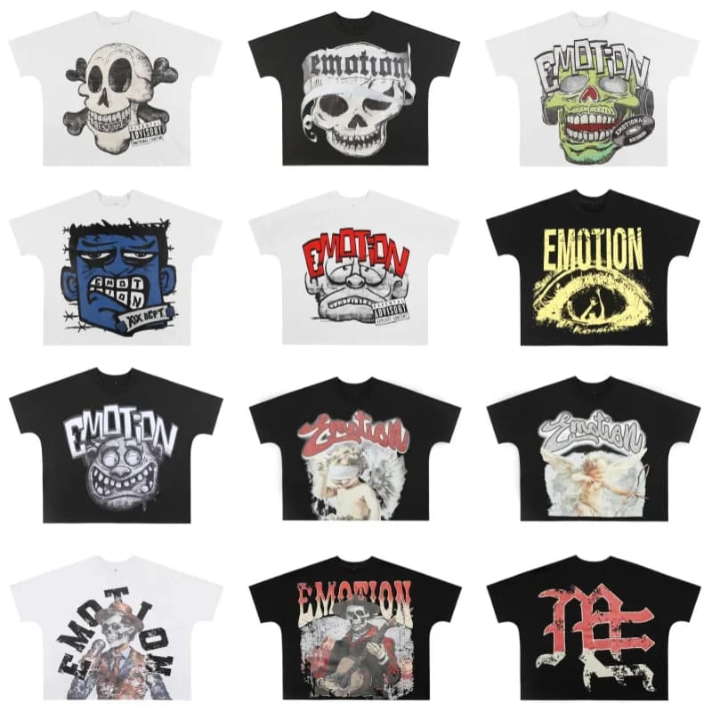 Loose Fit Batwing Sleeve T-Shirt Double Weave Combed Cotton Short Sleeve Digital Direct Print Youth Popular Casual Summer Top