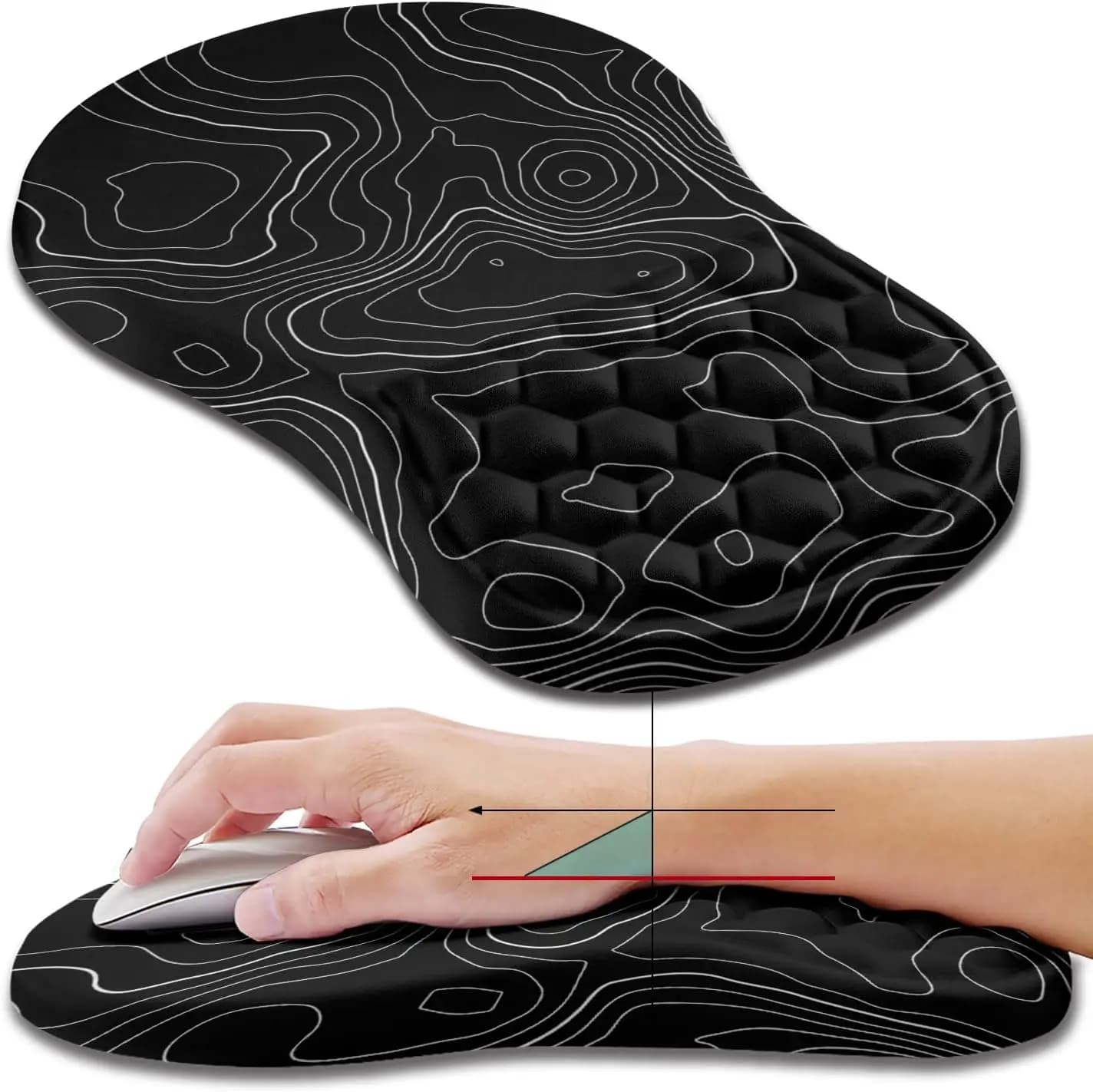 Tappetino ergonomico per mouse con supporto per il polso per alleviare il dolore del tunnel carpale, con soffietto massaggiante in memory foam (11,8x7,9 pollici)