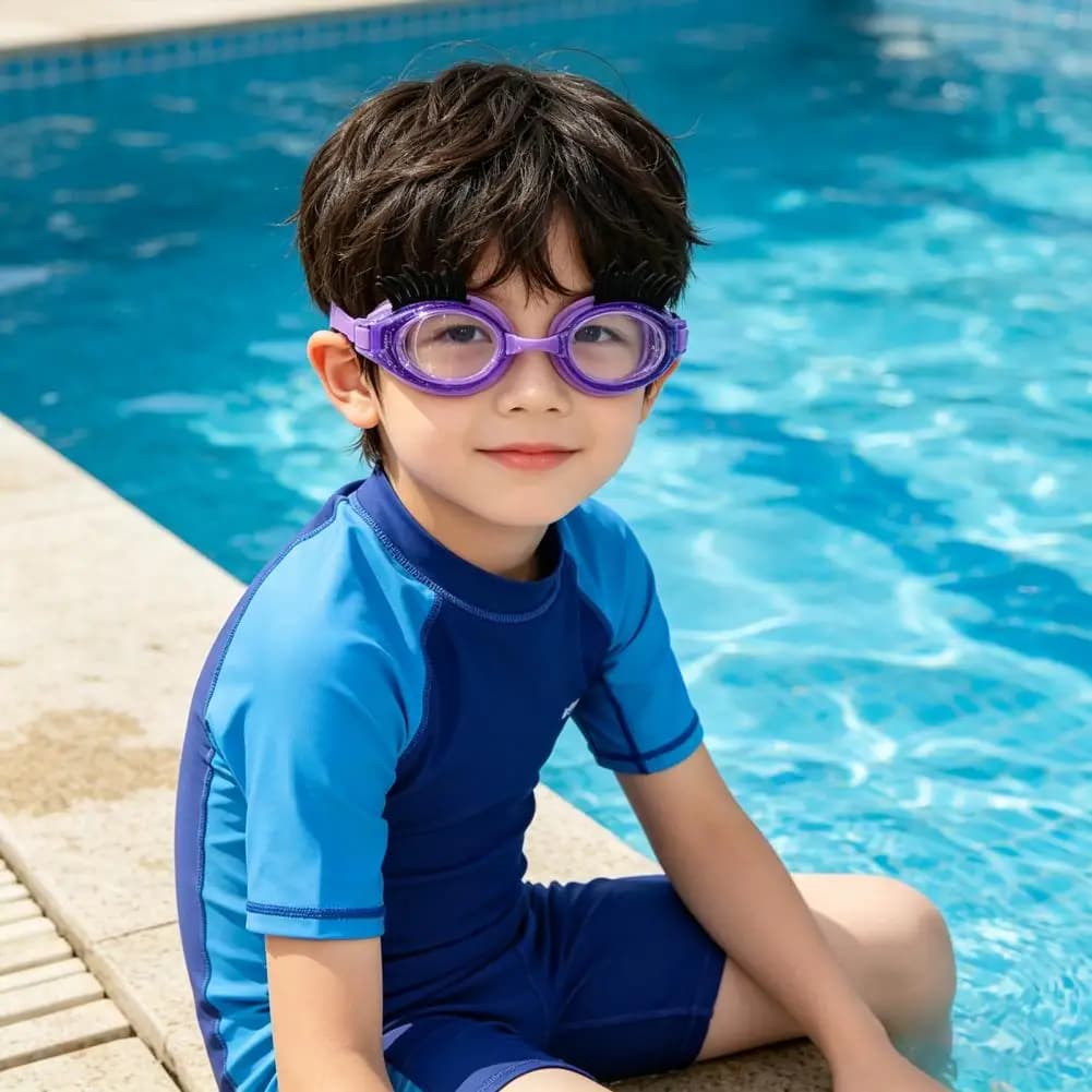Occhialini da Nuoto per Bambini con Ciglia, Antiappannamento, Senza Perdite, Carini, Accessori per Piscina
