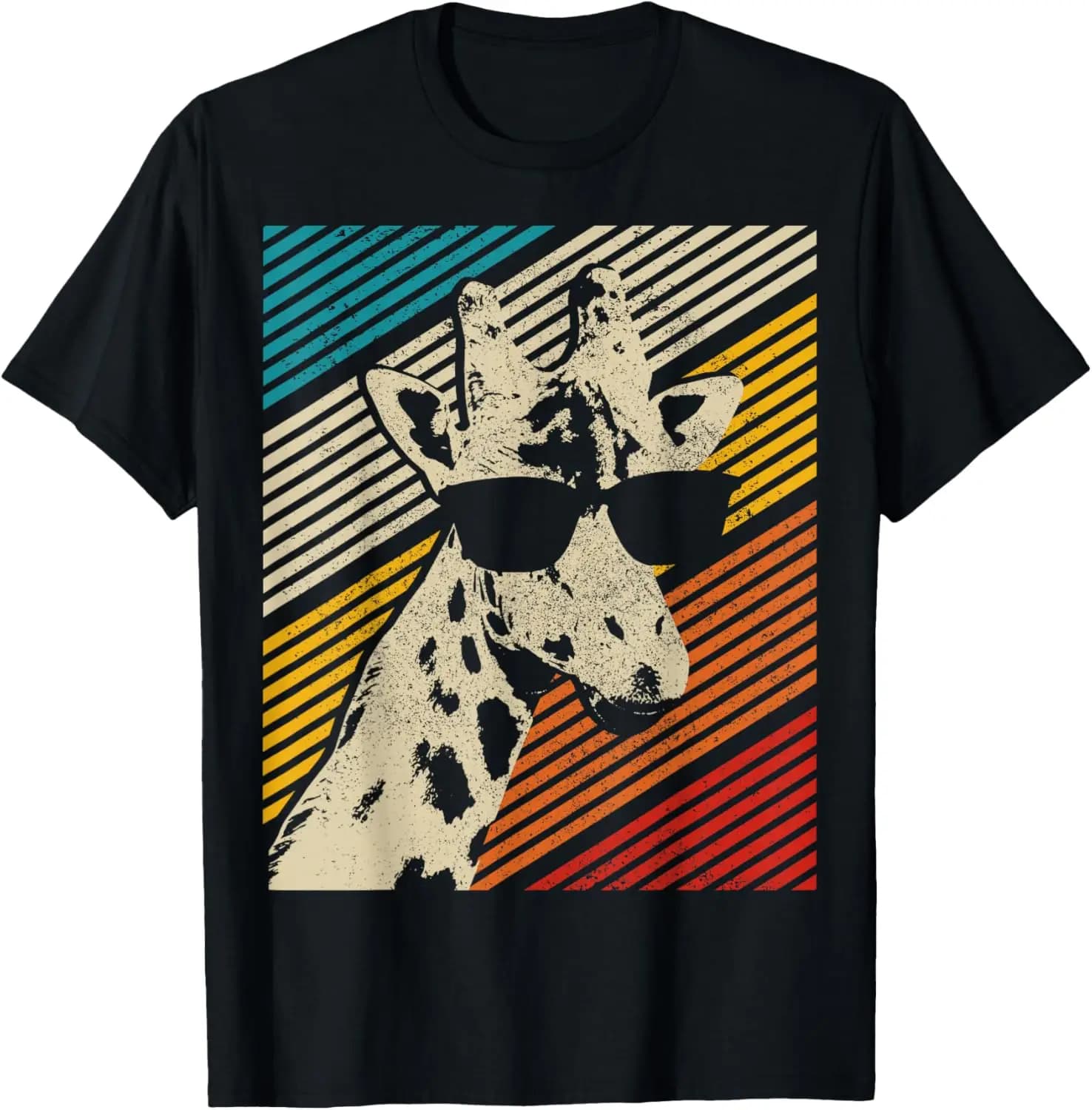 Giraffe Vintage Sunglasses Funny Gift T-Shirt 100% Cotton Trendy Y2K Short-Sleeve Tee – Soft, Quick-Drying, All Occasion Casual Suitable For Concert Party Hanging Out Sightseeing Trip
