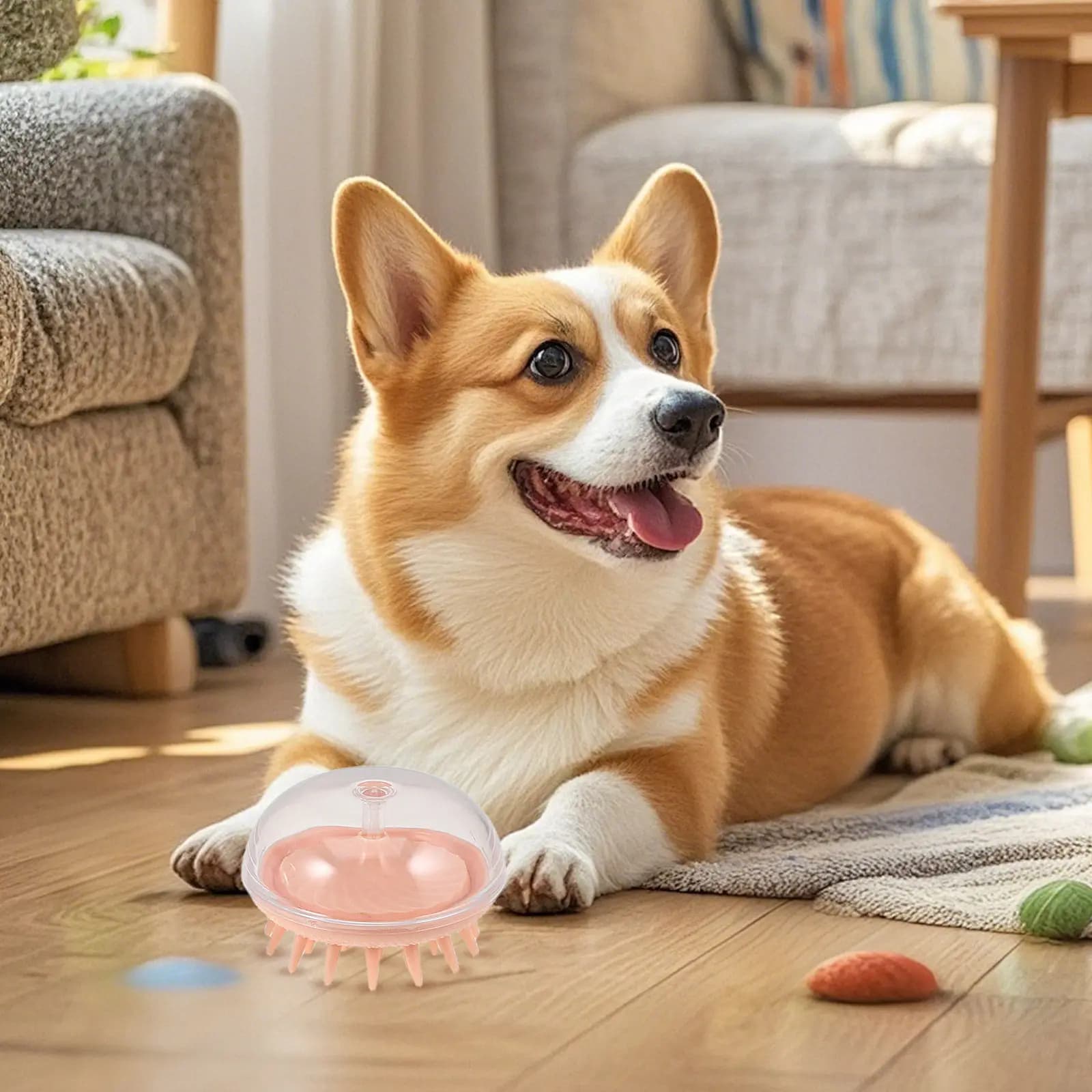 Set di 4 Spazzole per il Bagno degli Animali Domestici, Pettine Morbido per Massaggio e Toelettatura, Spazzola Ergonomica per Cani e Gatti a Pelo Lungo e Corto, Strumento per Shampoo e Bagno