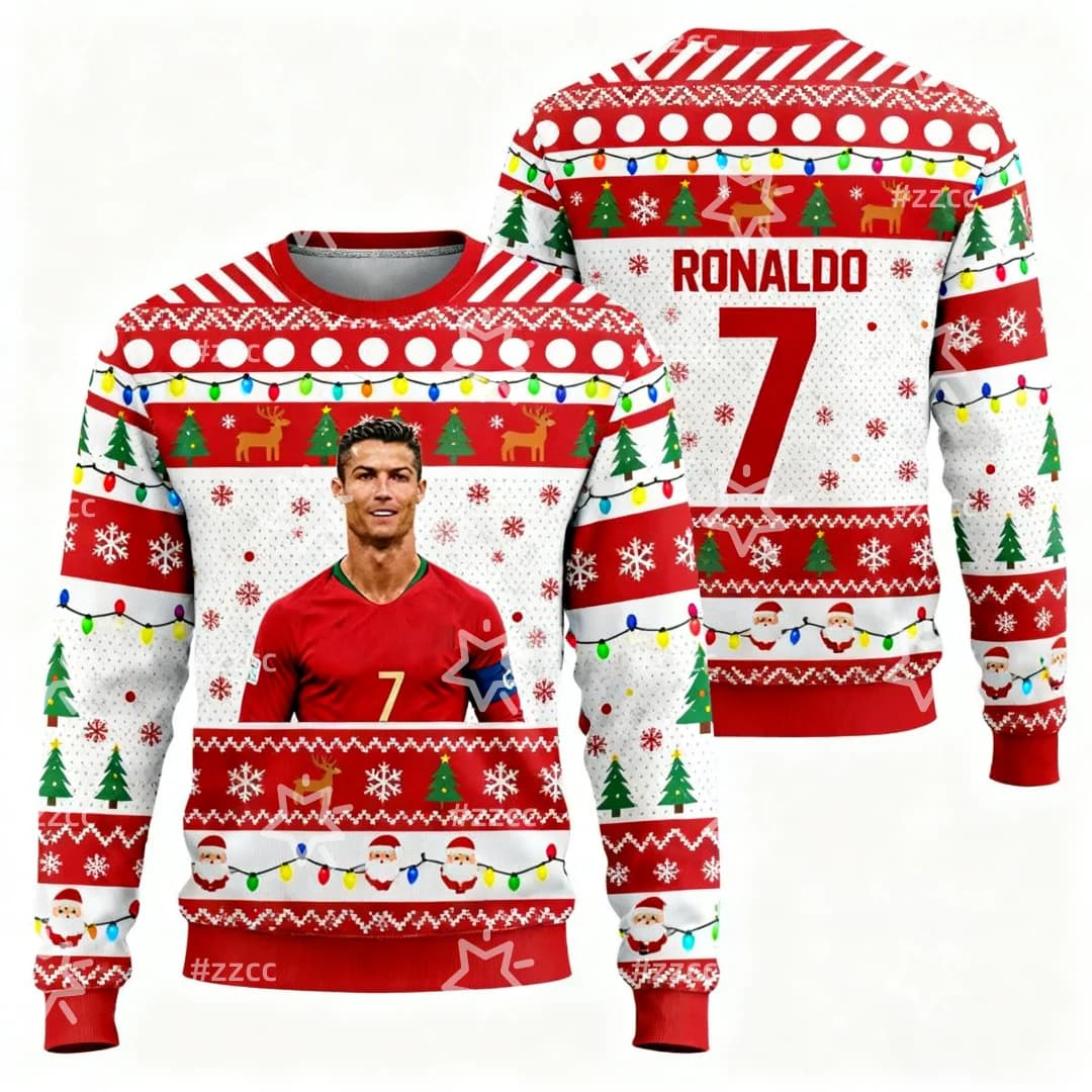 25-26 Ronaldo n. 7 football sweatshirt with hood Christmas graphics Autumn fashion Y2K Kids hooded sweatshirt Men's and women's sweatshirt