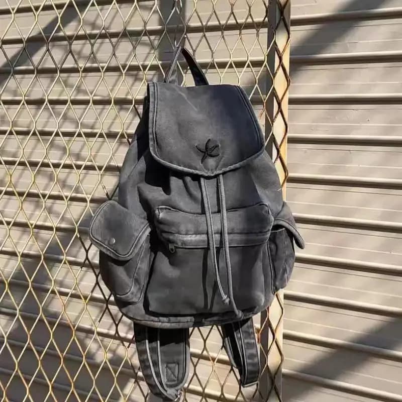 Vintage Denim Canvas Drawstring Backpacks Drawstring Design New Fashion And Personalized Large Capacity Outdoor Travel Backpacks