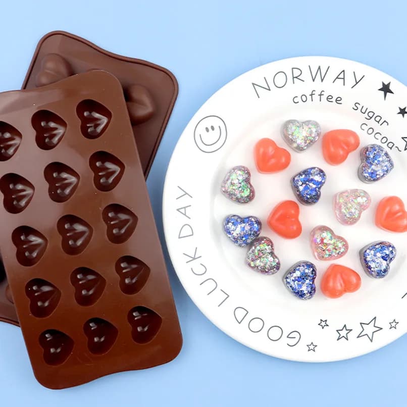 San Valentino Cuore Stampo per cioccolato in silicone Vassoio per ghiaccio Stampi per perline di cera Serie all'ingrosso Regali 15 Anche 011