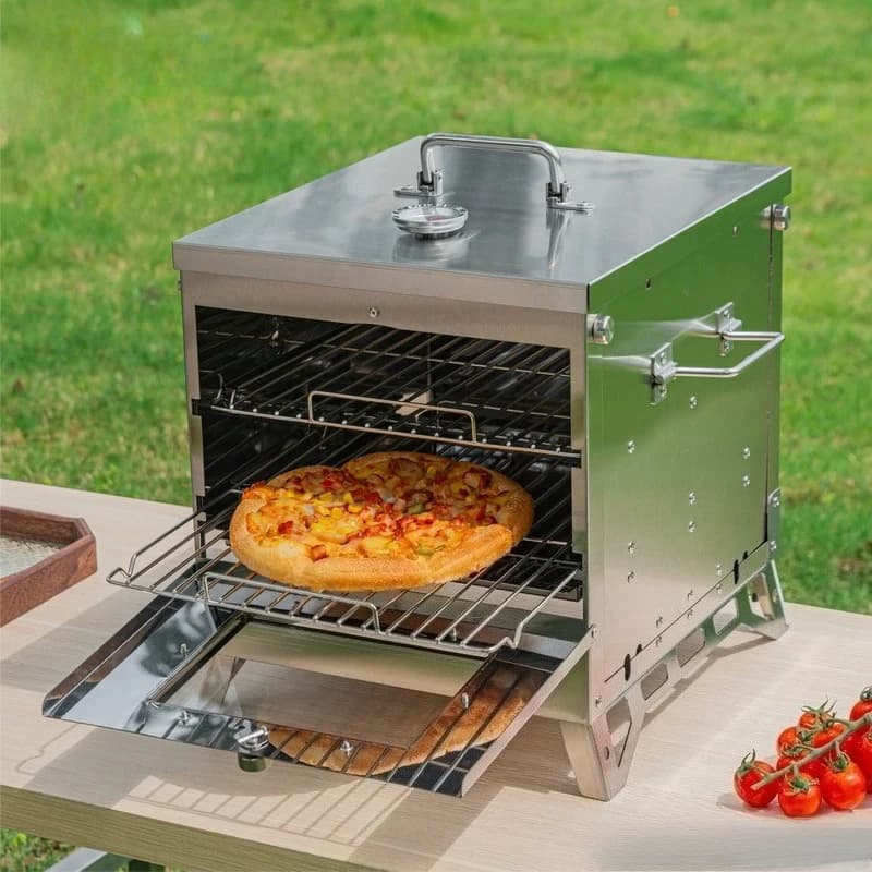 Fornello da campeggio Mini forno in acciaio inossidabile Griglia portatile per brasero a carbone Forno da esterno Stufa a legna in acciaio inossidabile BBQ