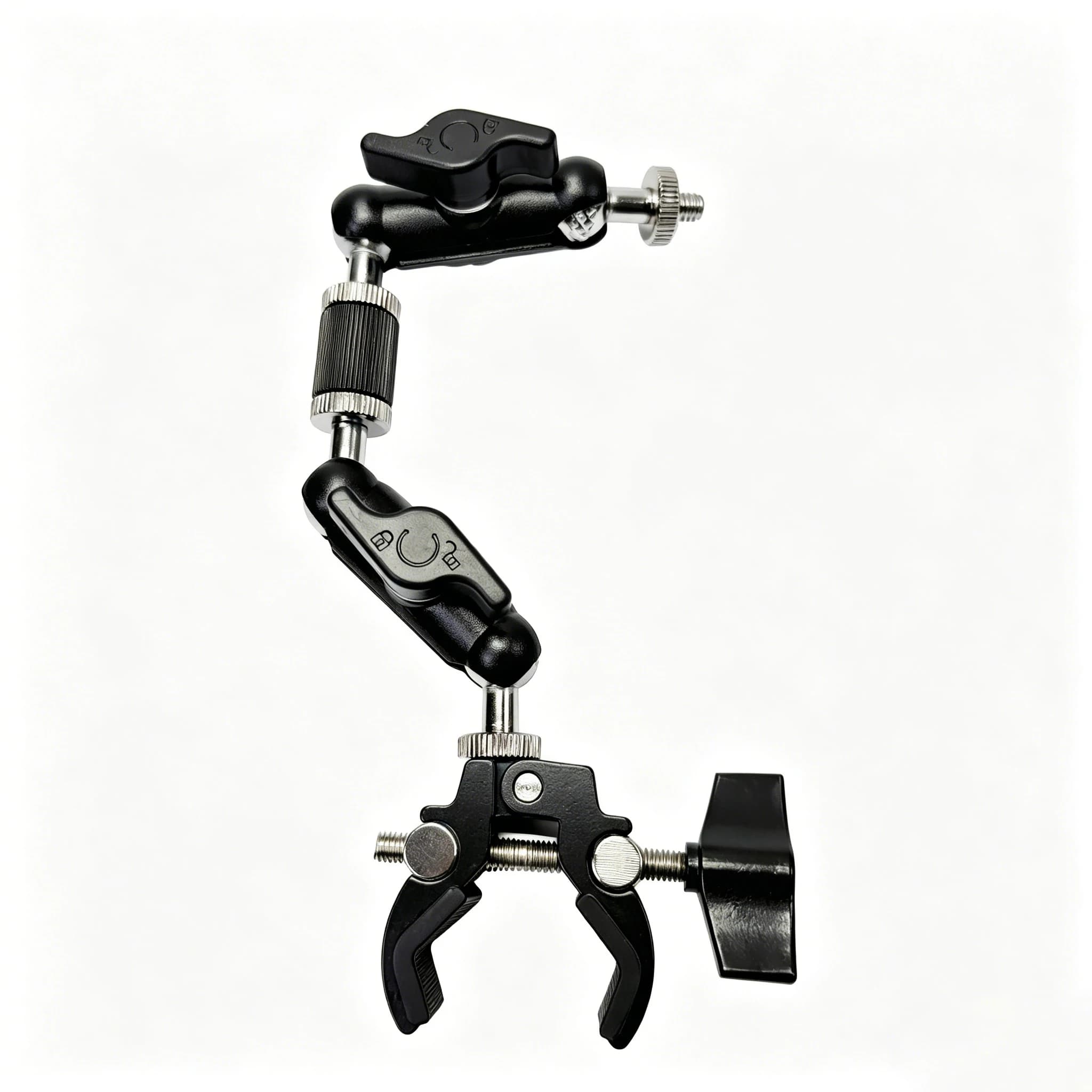 Morsetto Super Clamp in Metallo con Doppia Testa a Sfera, Braccio Magico per Montaggio Fotocamera DSLR, Monitor, Luce, Microfono, GoPro, Telefono, Accessori per Fotografia