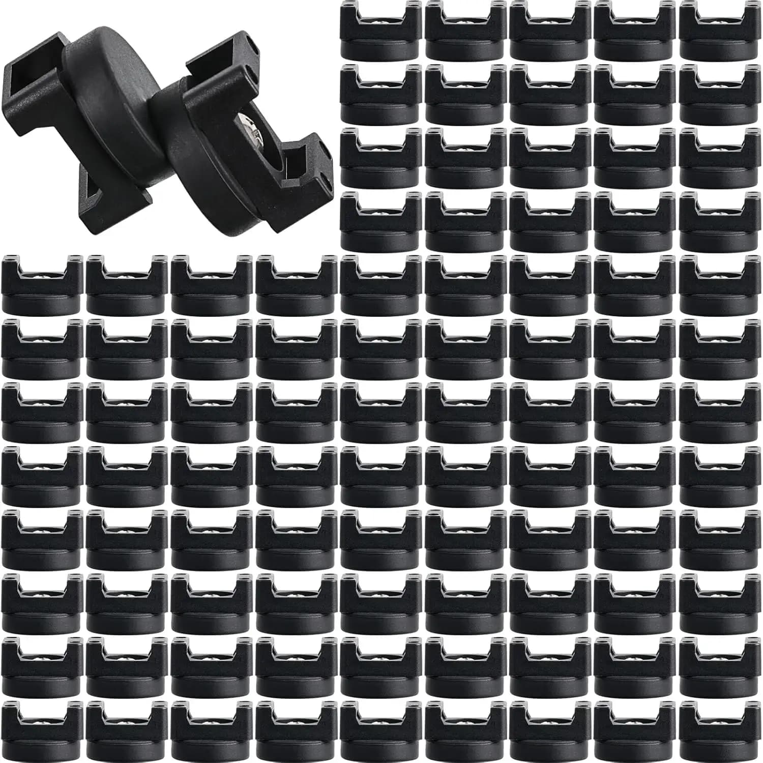 100 Pezzi Supporti Magnetici per Fascette Nere, Clip per Cavi, Organizzatori per Cavi per Casa, Ufficio, Auto - 22 mm