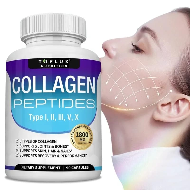 Collagen Peptides 1800mg - Improves skin structure and moisturizes, keeps skin healthy, hair and nails, antioxidant