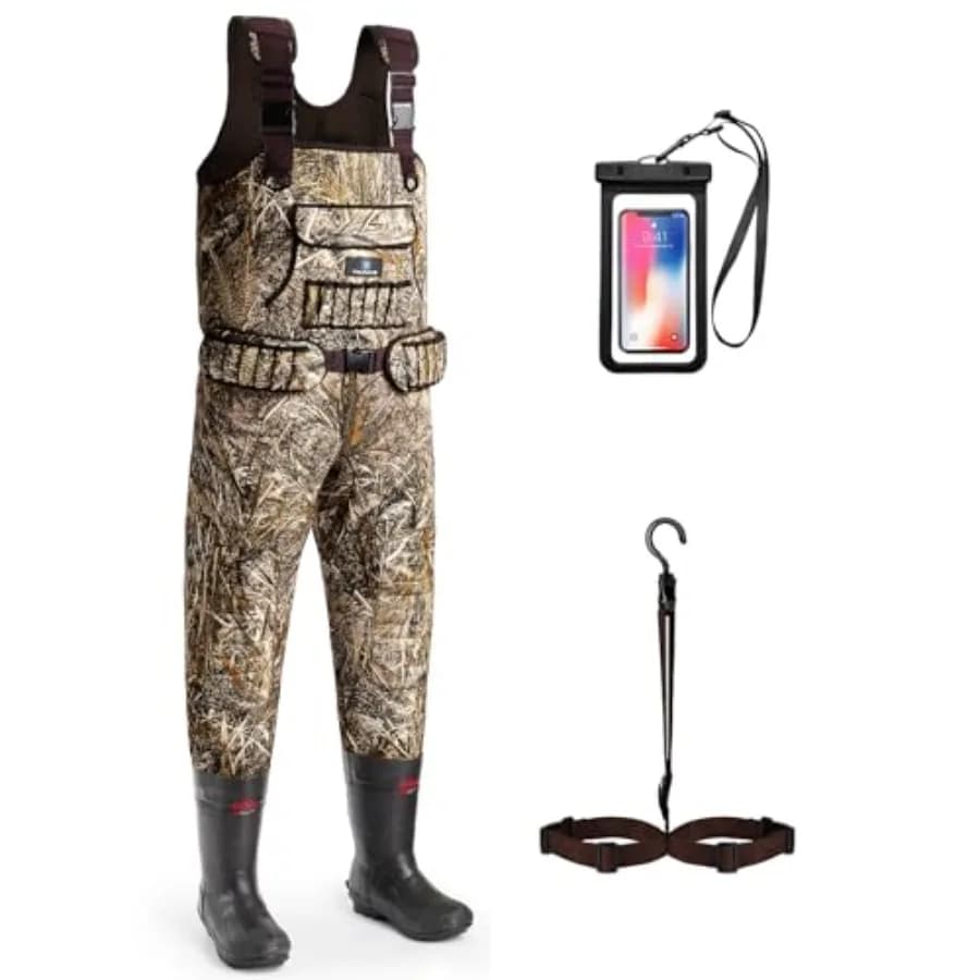 Wader da Caccia in Neoprene Impermeabile 4.5mm per Uomo e Donna con Stivali Isolati 600G in Nero con Tecnologia Termica Superiore