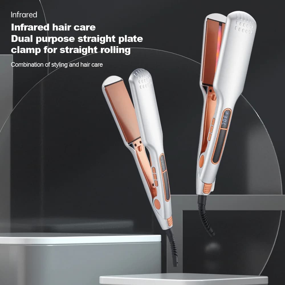 Ironing plate for infrared hair with large plate, temperature adjustment, modeling and maintenance, 2-in-1, direct power generation.