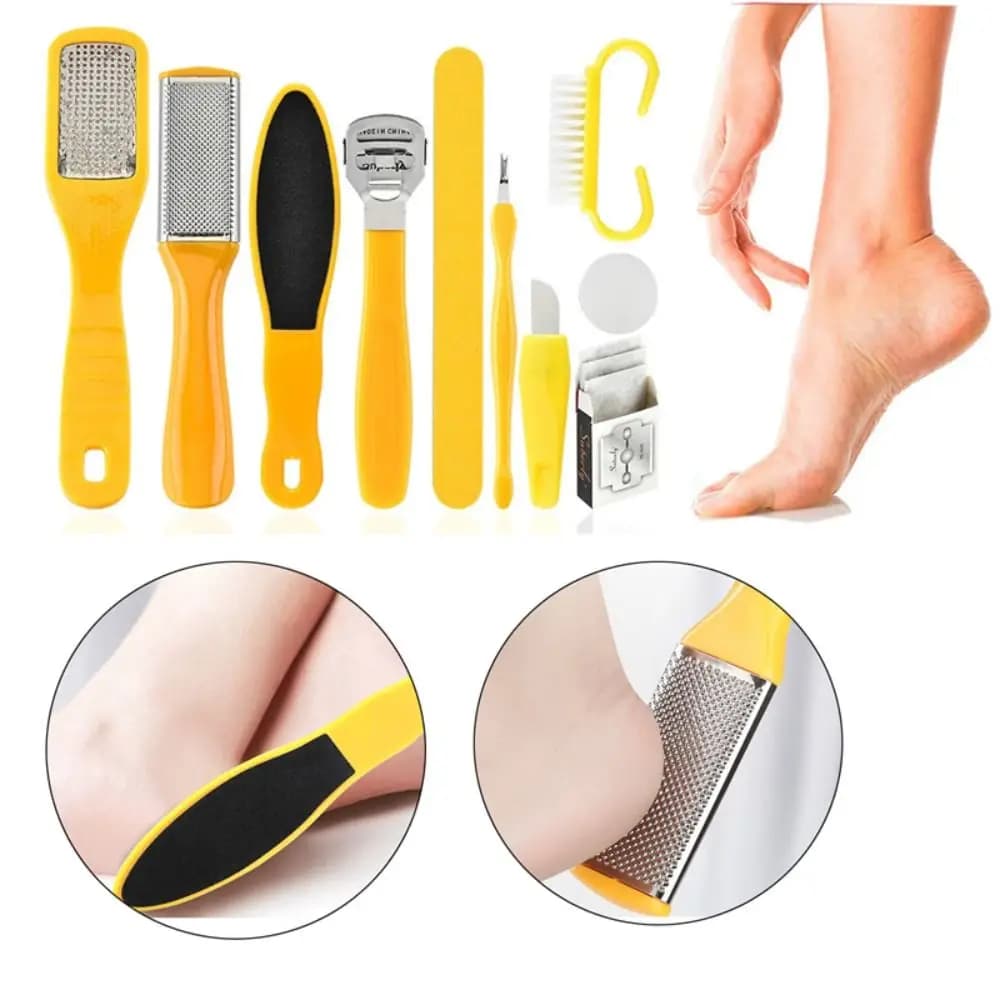 Set di 8/10 Pezzi di Strumenti per Pedicure in Acciaio Inossidabile, Raspa Professionale per Piedi, Rimozione Calli e Cuticole, Esfoliante, Raschietto per Pelle Morta