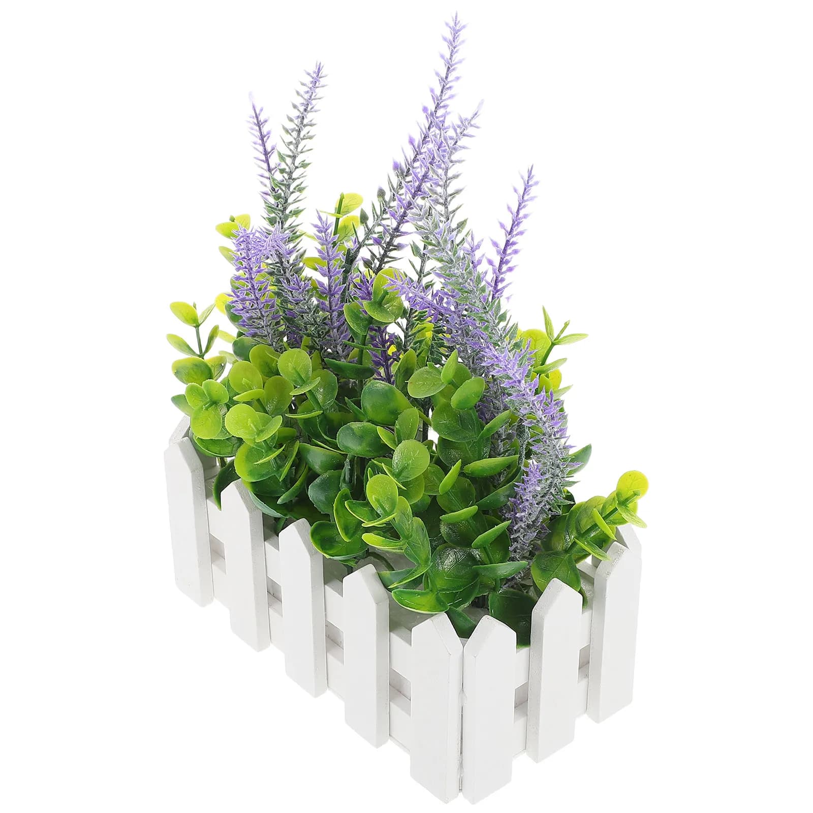 Artificial Lavender Bonsai Potted Flower Fake Lavender Plant in Pot Faux Silk Floral Arrangement Home Wedding Table Decor