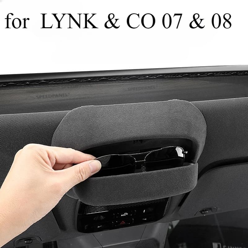 Custodia per occhiali per auto per LYNK & CO 07 e 08 Scatola portaoggetti per occhiali da sole ABS / Porta occhiali da soffitto in pelle scamosciata Organizzatore Interni auto