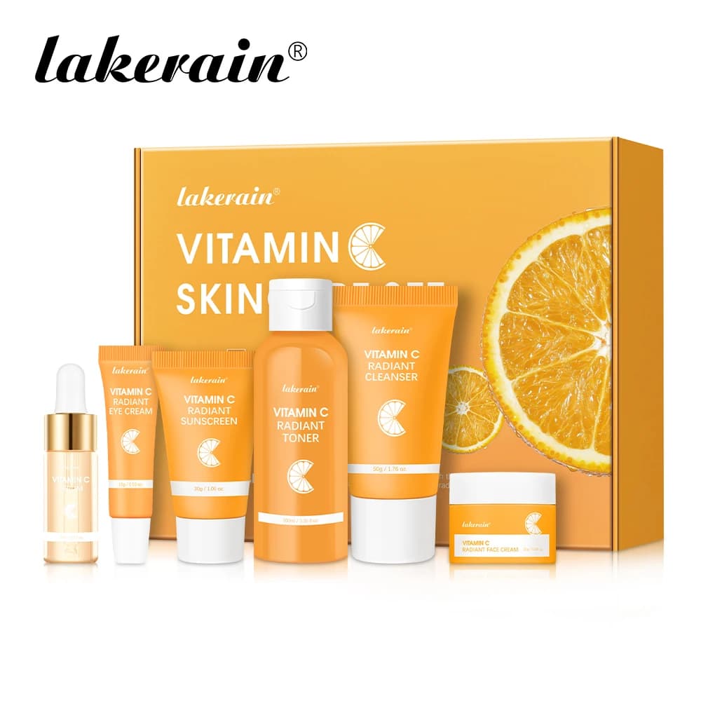 Set per la cura della pelle arricchita con vitamina C: combatte la pigmentazione e le linee sottili con la routine completa, le rughe levigate e nutre la tua pelle
