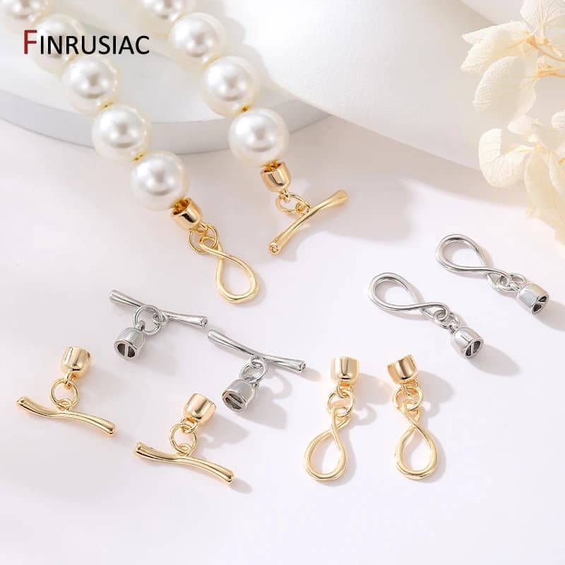 Chiusure a ginocchiera OT con simbolo dell'infinito placcato oro 14 carati per la creazione di bracciali, collane, connettori per gioielli, accessori per gioielli fai da te