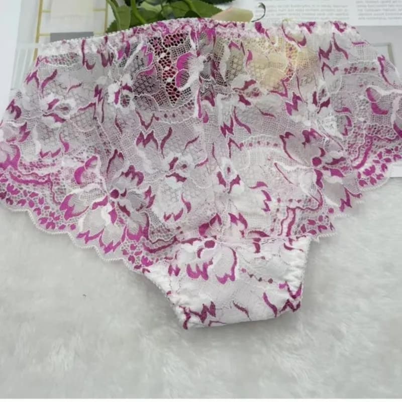 Japanese Style Sexy Men's Sheer Lace Shiny Pouch Bag Briefs Sweet Pink Male Mesh Gay Underwear Mid Waist Breathable Panties