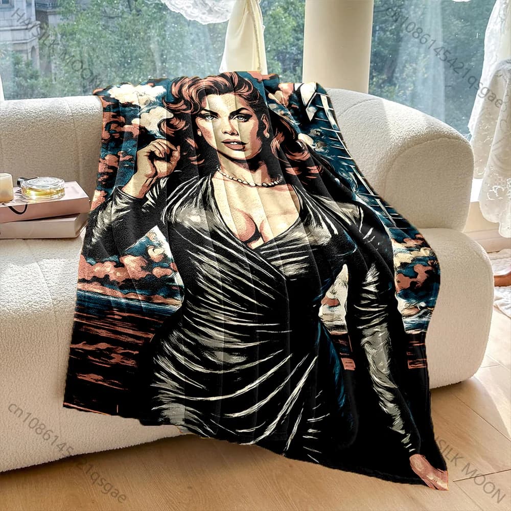 1PC Coperta calda con stampa di donna in abito brillante, per adulti e bambini, per casa, viaggi, auto, morbida e confortevole, adatta a tutte le stagioni