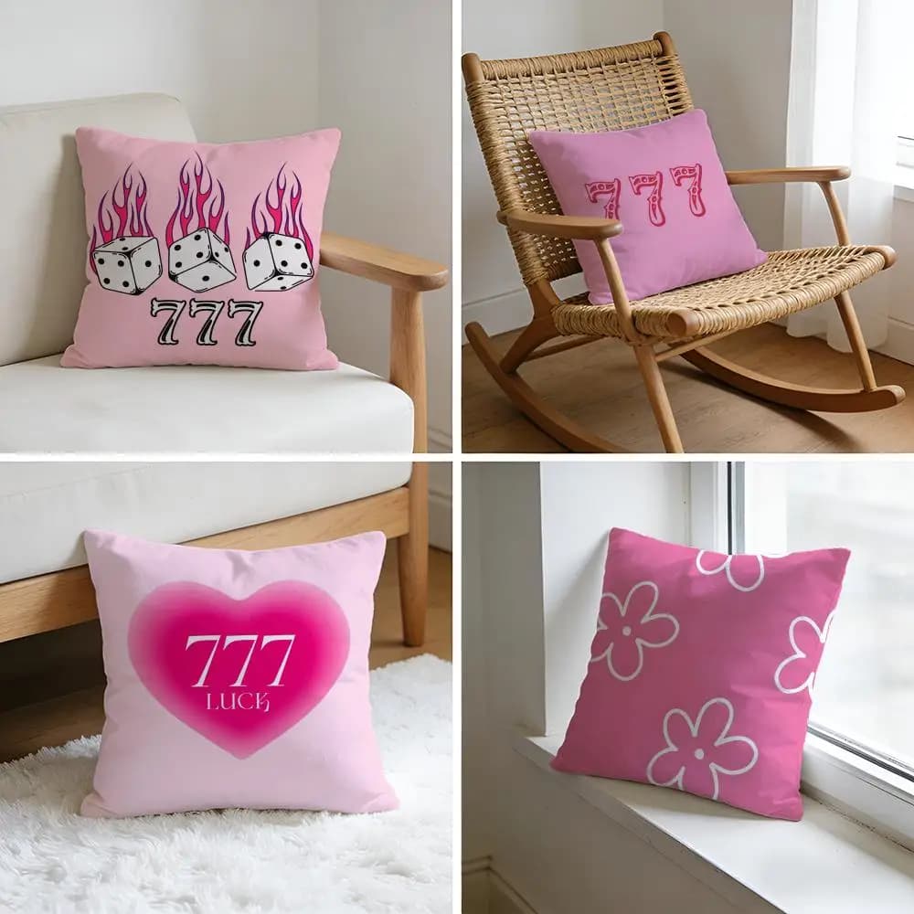 Washed linen pillow sheet, soft and breathable, decorative for sofa, house, with angelic numbers lucky seven Christian stars