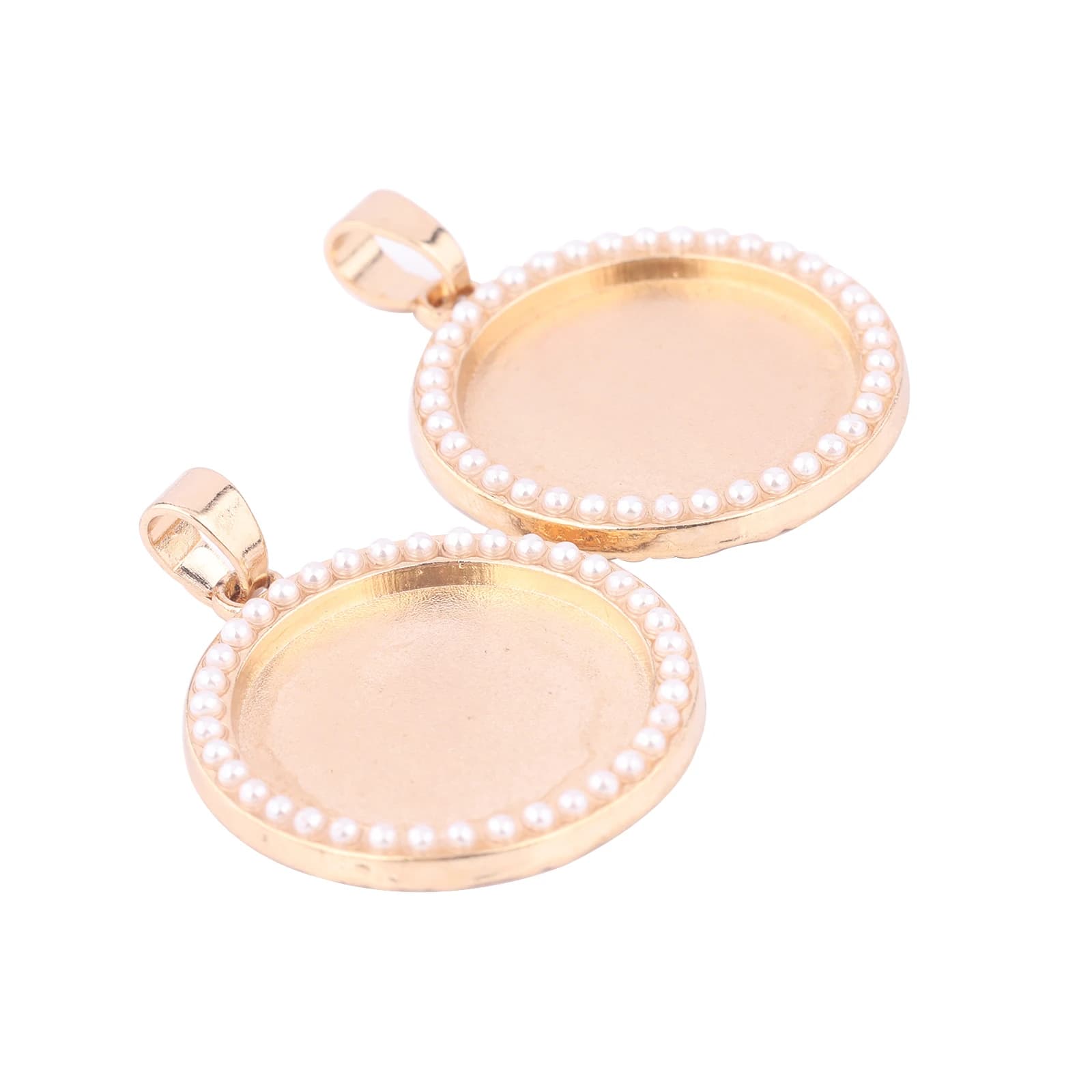 5 pezzi Kc Gold Pearl Cabochon Impostazioni base 20mm Dia Lunetta Vassoi pendenti per collane Forniture per la creazione di gioielli