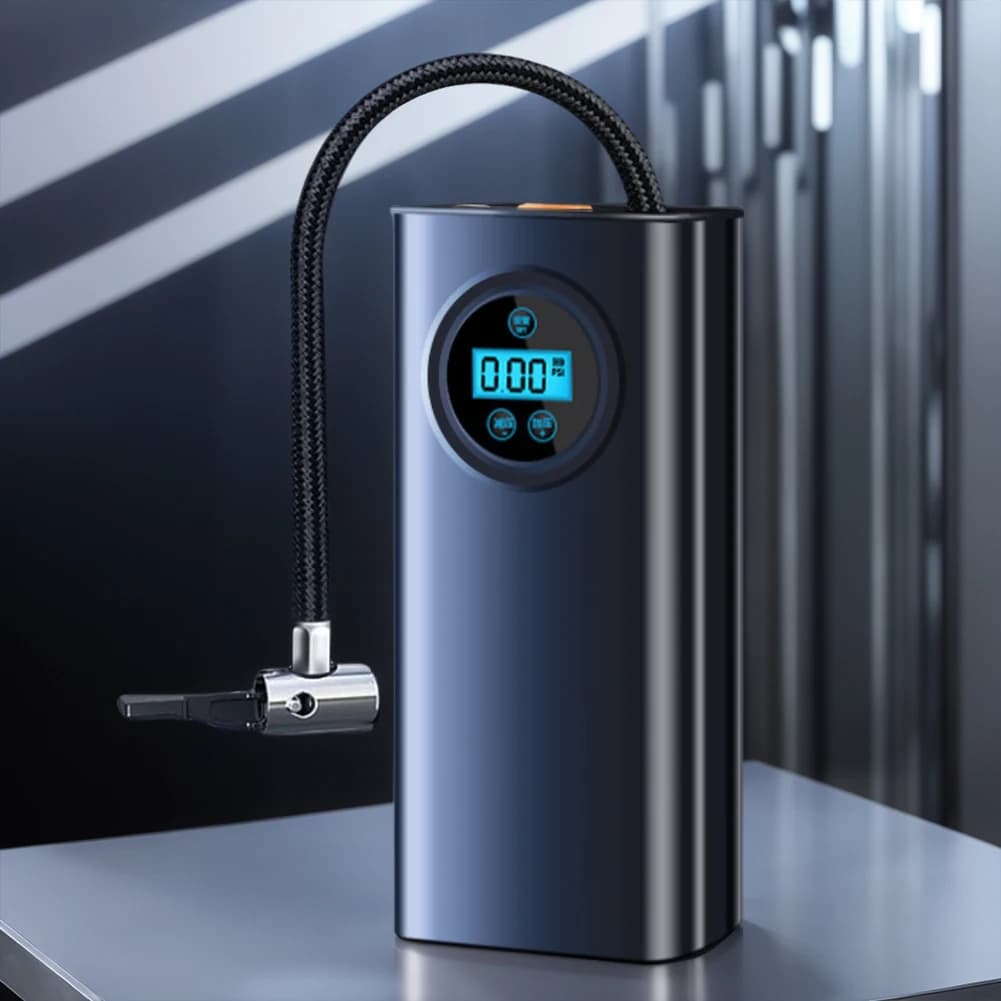 Compressore d'aria per pneumatici ricaricabile con manometro digitale, pompa elettrica per pneumatici 1500mAh, gonfiatore per auto, moto, bici e palloni