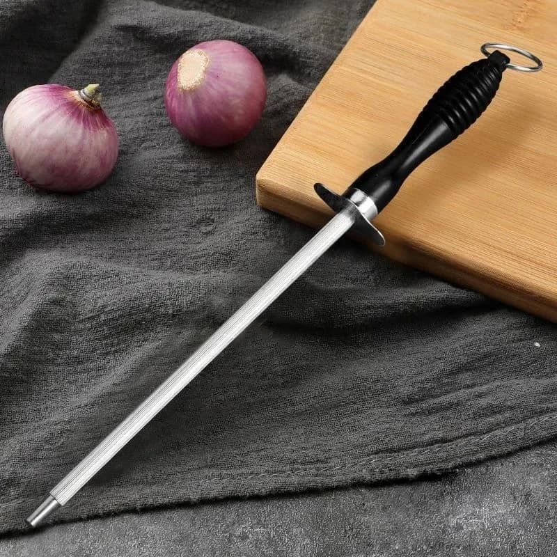 Knife Sharpener Rod Professional Carbon Steel Durable Sharpening Steel with Handle for Home Kitchen Chef Knife Sharpening Tools
