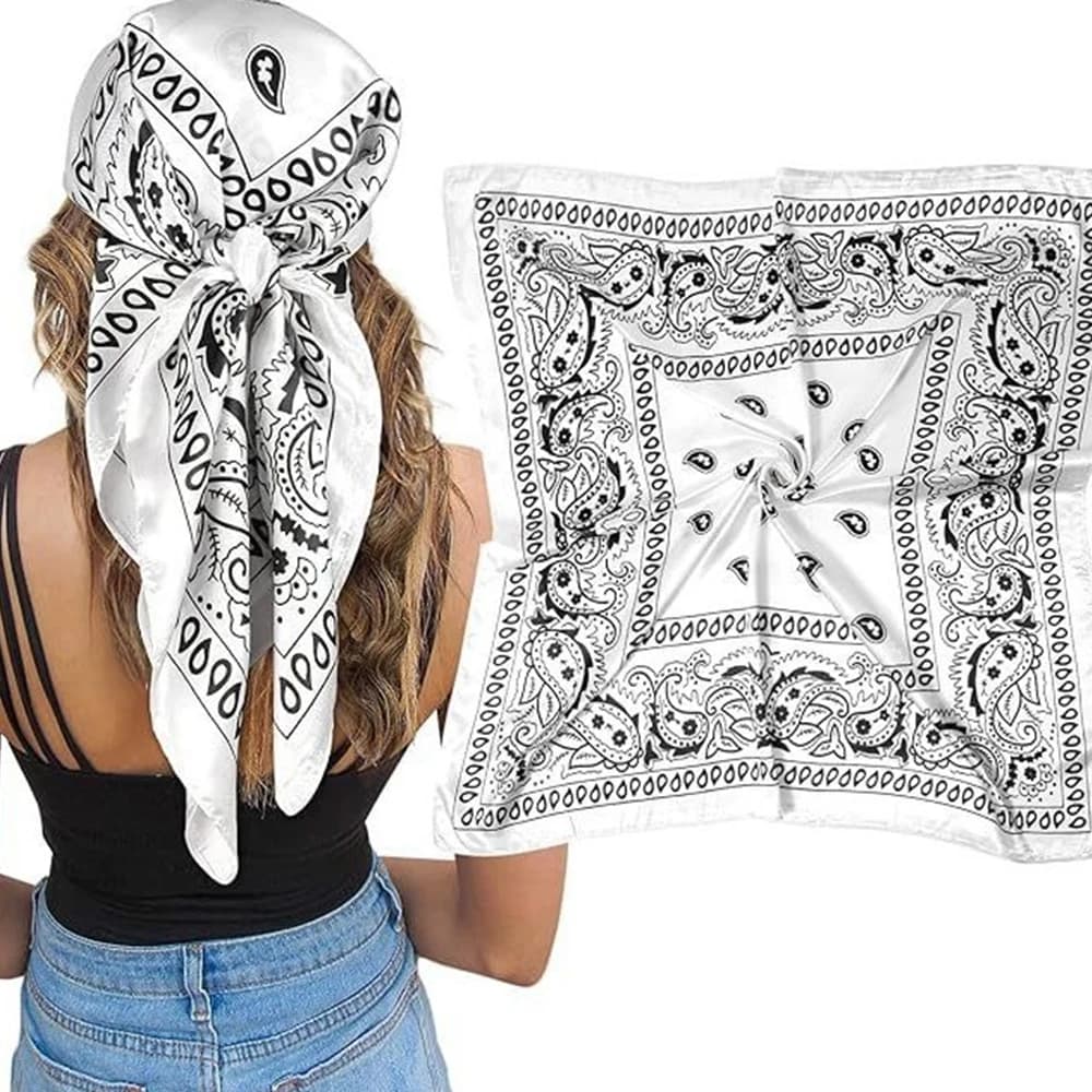 Bandana alla Moda per Donne, Foulard Quadrato con Stampa Cashew, Sciarpa in Seta Liscia, Decorazione per Capelli, Sciarpa in Seta per Uso Quotidiano