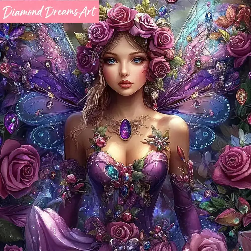 Mosaico di diamanti 5D fai da te, ritratto di donna, adatto per principianti, pittura con diamanti a forma di fiore e farfalla, decorazione per la casa, senza cornice