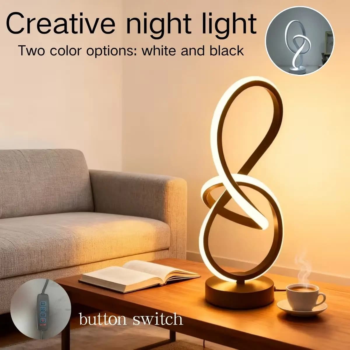 Lampada da scrivania a LED moderna e alla moda con USB - lampada da comodino dimmerabile, design lineare unico, adatta per camere da letto, soggiorni