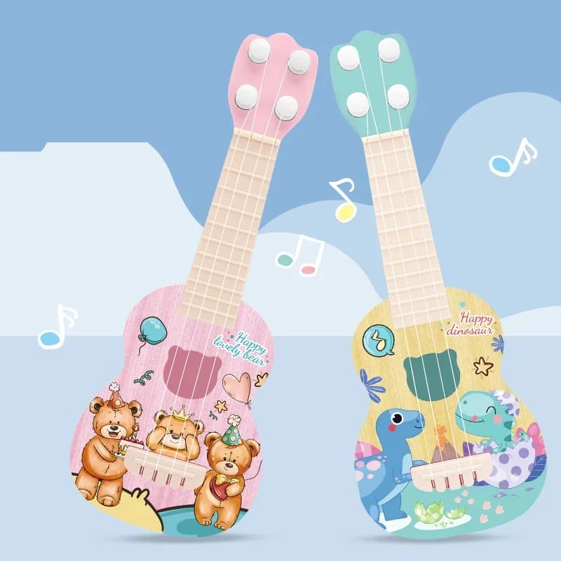 Bambini Ukulele Giocattoli La chitarra può suonare Strumento di simulazione per principianti Illuminazione Strumento educativo Musica