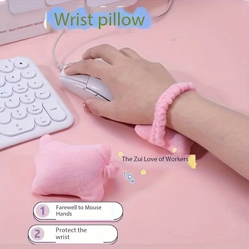 Tappetino per mouse ergonomico con poggiapolsi e mini cuscino, supporto confortevole per le mani per il personale d'ufficio, riduce l'affaticamento durante la digitazione