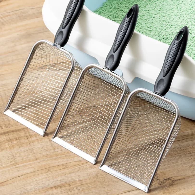 Stainless steel long-handled sifter, portable garden soil sifter - garden planting, compost shovel, cat litter shovel