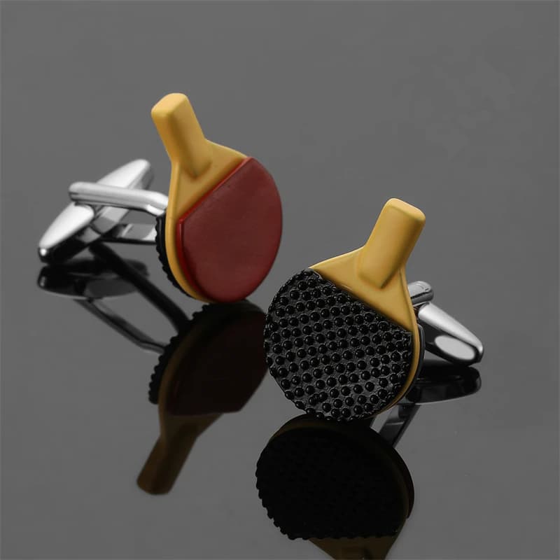 Gemelli per camicia francese da uomo materiale in rame stile classico racchetta da ping pong gemelli gioielli di moda all'ingrosso