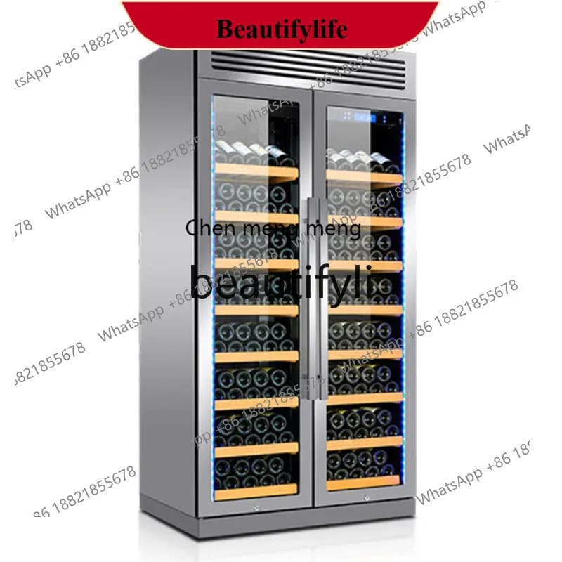 AB02 Armadietto per vino a temperatura costante Armadietto per vino in vetro temperato a doppia porta per esposizione del ristorante Armadietto per vino refrigerato