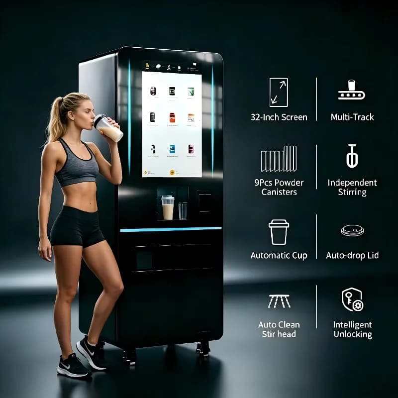 Customized Fully Automated Protein Shake Vending Machines To Make Protein Powder, Creatine, Coffee, Cocoa Powder, Electrolytes