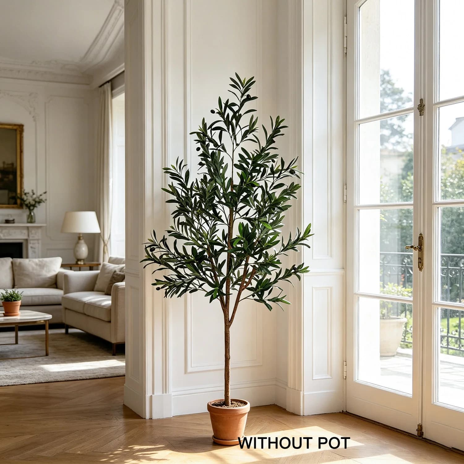Albero di ulivo artificiale di 1,8 m, pianta finta realistica per decorazioni domestiche, pianta finta da interno per giardino, balcone, soggiorno.