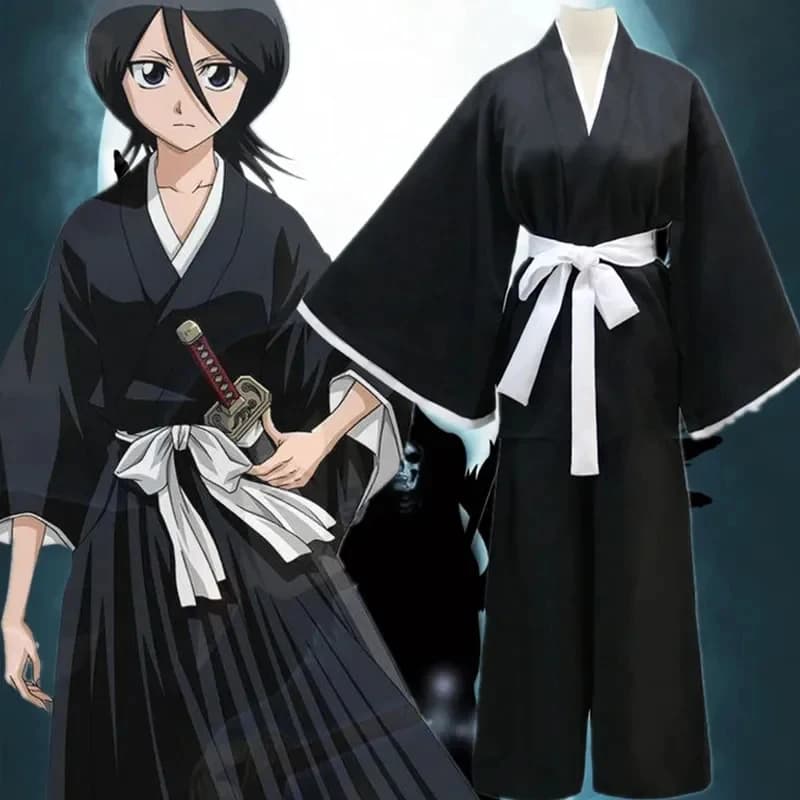 2026 Anime BLEACH Kurosaki Ichigo Cosplay Costume Shinigami Death Kimono Soul Reaper Full Set Halloween Tops Pants Sash Ku COKF0