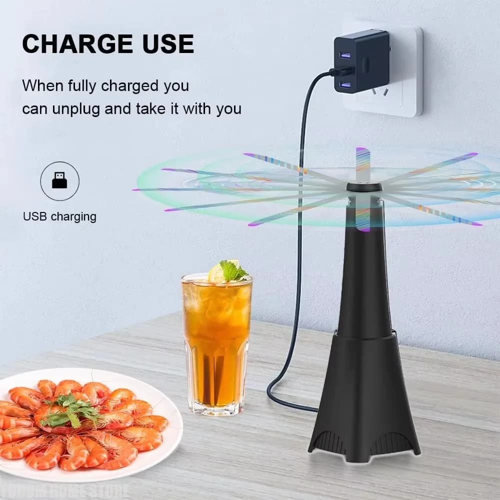 Fly Fans for Tables Portable Table/Hang Top Food Fan Outdoor Indoor Keep Flies Away, Fly Deterrent for Picnic, Restaurant, Party