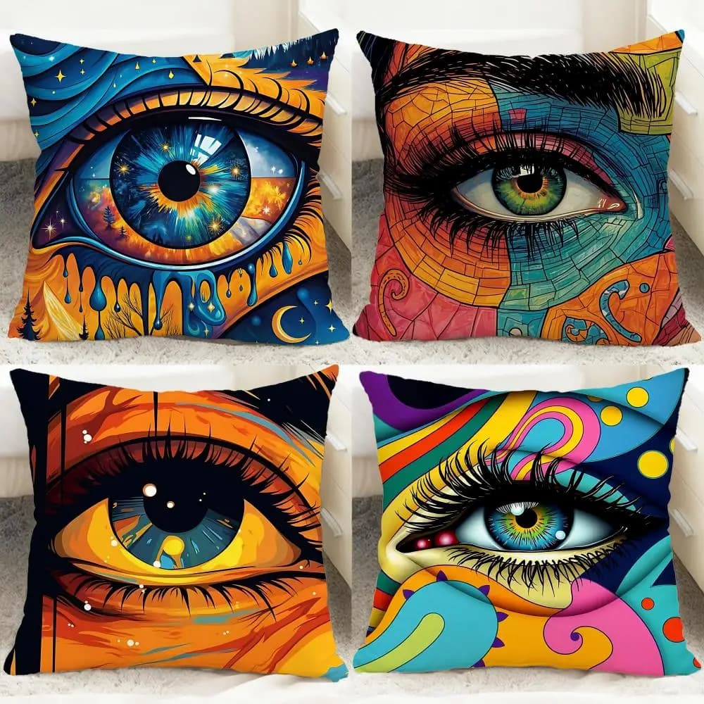 Fodera per cuscino Creative Art Eyes, comoda e reversibile, ideale per auto, divano, camera da letto e altro ancora