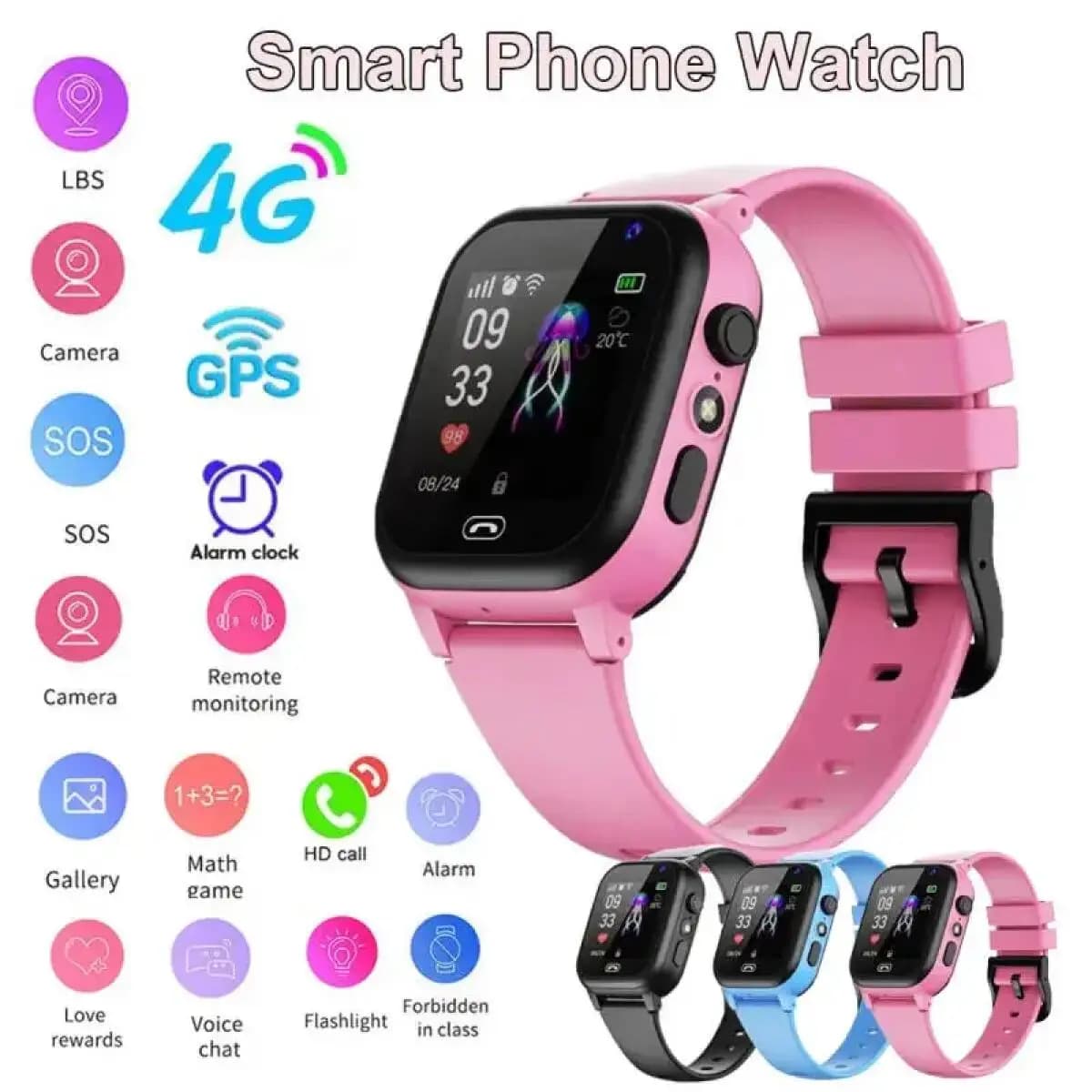Smart Watch per bambini 4G multifunzionale impermeabile SOS posizione GPS telecamera chiamata scheda SIM regali per bambini orologi digitali sportivi tracker