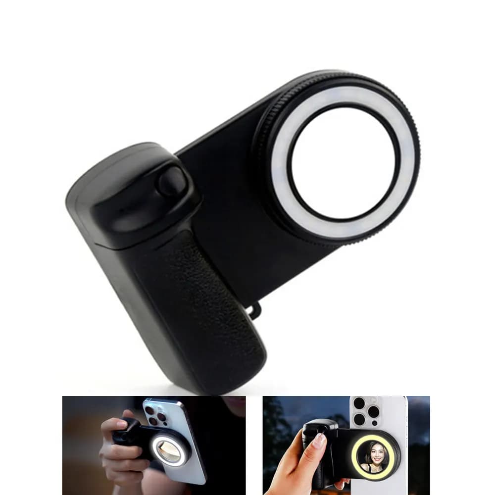2025 Impugnatura magnetica per telefono per otturatore Bluetooth MagSafe Impugnatura per fotocamera per telefono Impugnatura per selfie con luce di riempimento per Iphone Android