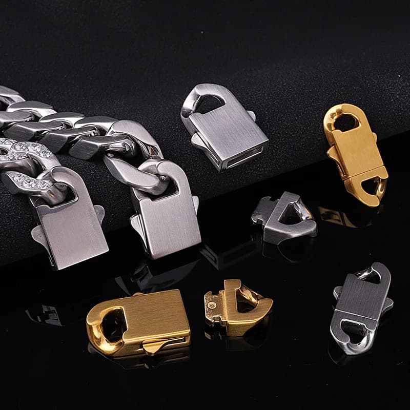 Stainless Steel Spring Clasps Lobster Clasp for Cuba Hiphop Chain Bracelet and Necklace Buckle Jewelry Making Accessories