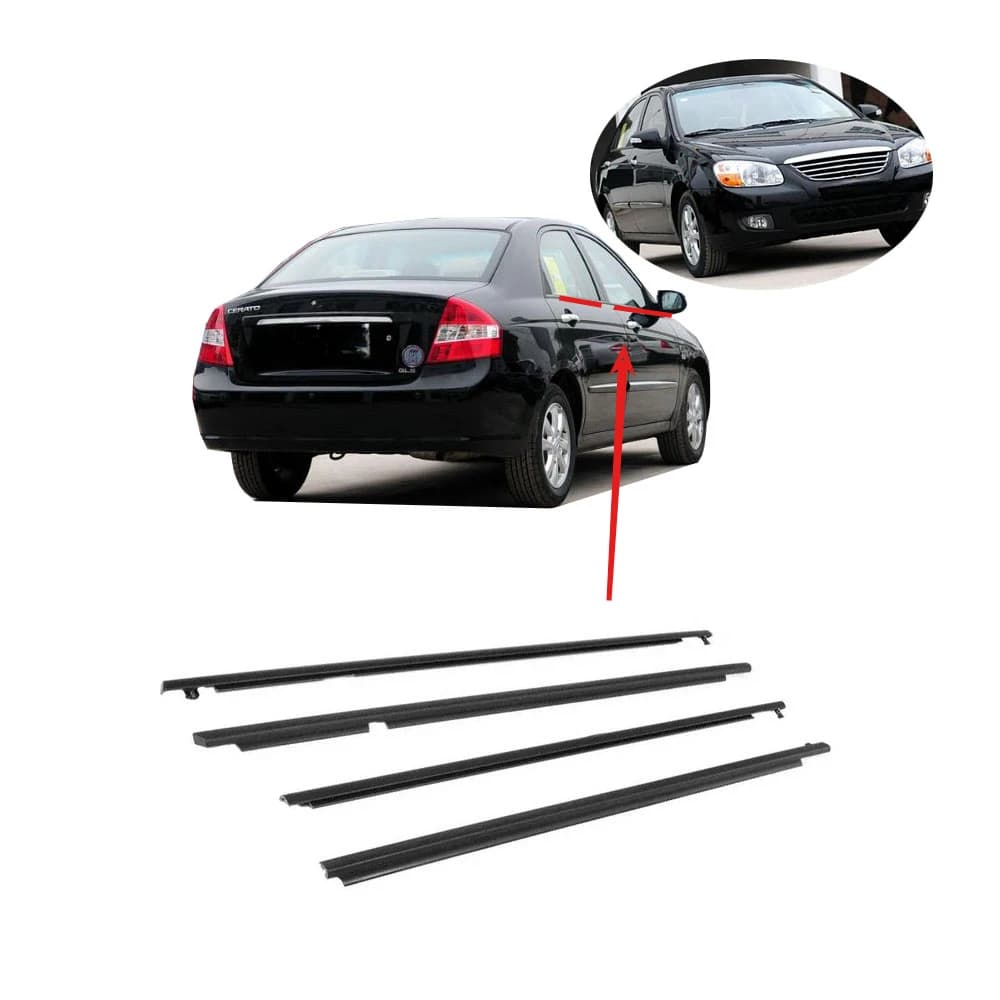 4 pezzi in gomma per vetro per finestra esterna per Kia Cerato 2004-2009 Striscia meteorologica per Kia Cerato 2008 Vetro Proteggi gomma