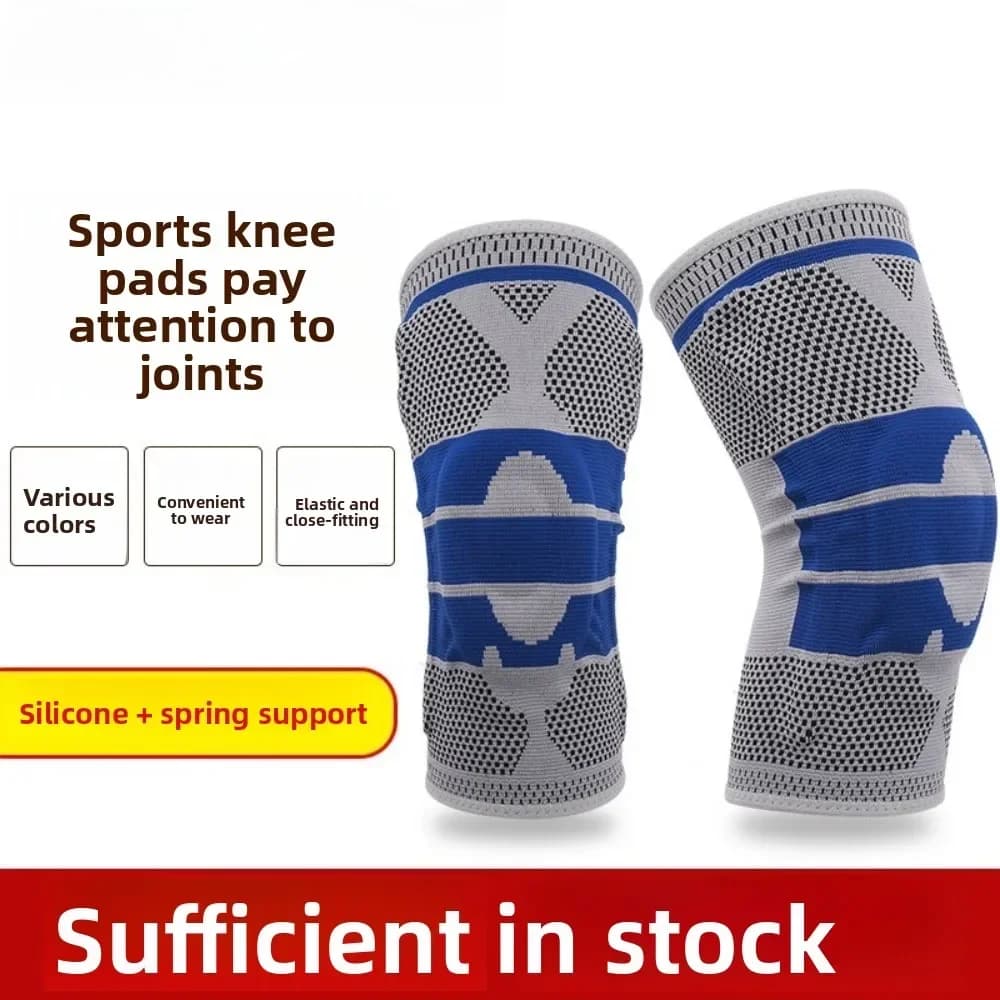 Ginocchiere sportive: compressione traspirante, supporto a molla in silicone - Ideale per basket, corsa, escursionismo, ciclismo e cura del menisco