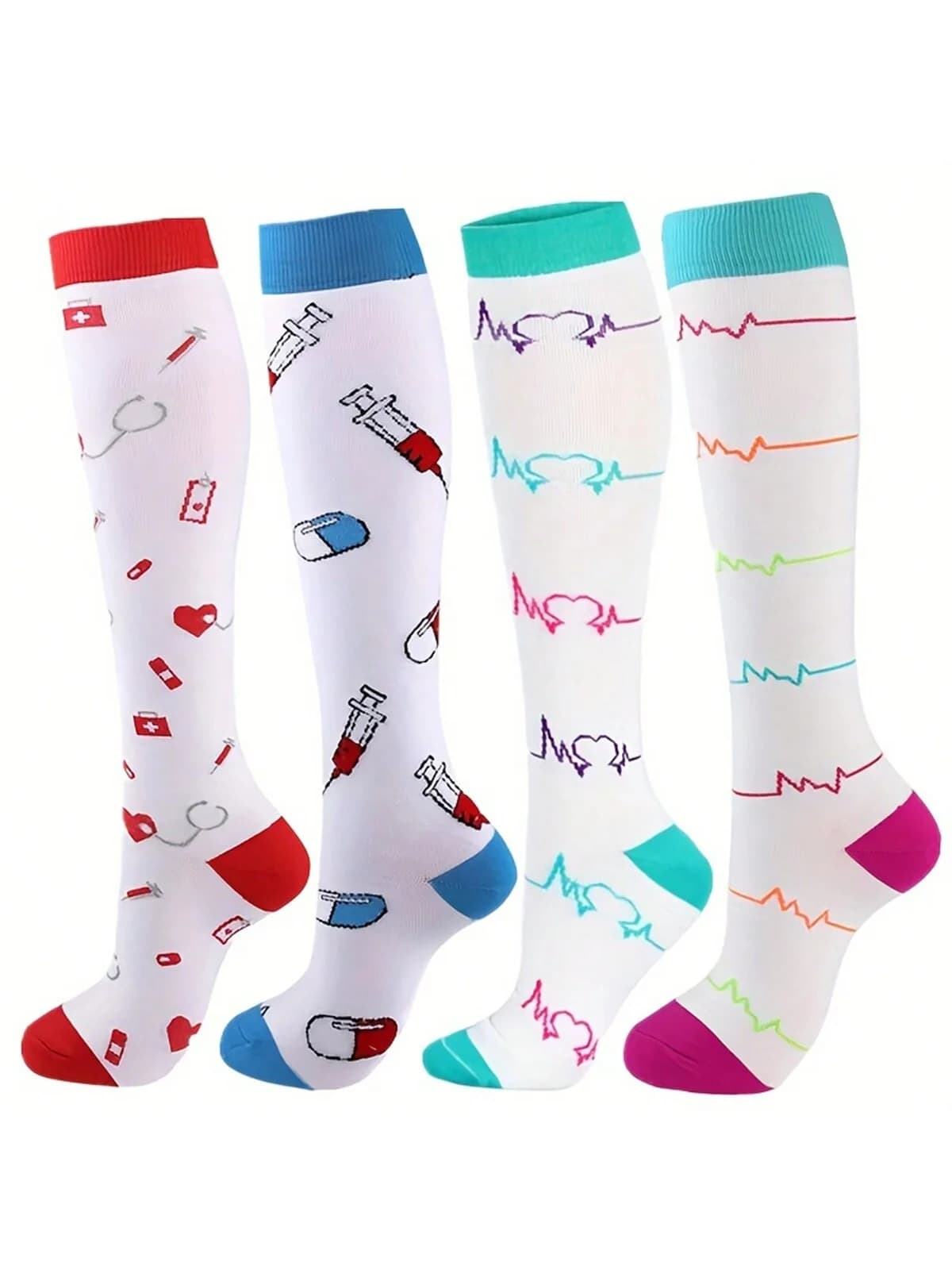 Calzini a compressione per infermiera per uomo donna 4 paia Calzini a compressione per infermiera da corsa Infermieri Sport Ladies Lady Womens Running