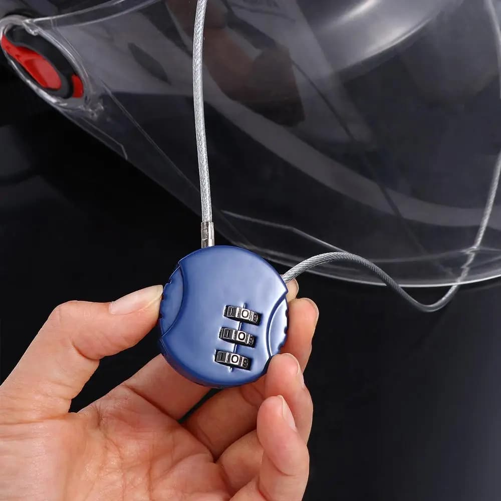 Anti-theft lock for 3 Ciphers Resectable, Motorbike cable lock, Password lock for helmet, Electric Vehicle lock