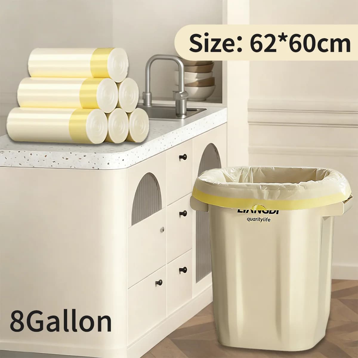 13 Gallon/49L 62x60cm/24.5x23.5inch Trash Bag - Extra Large Garbage Bag - Home Kitchen Trash Can Liner