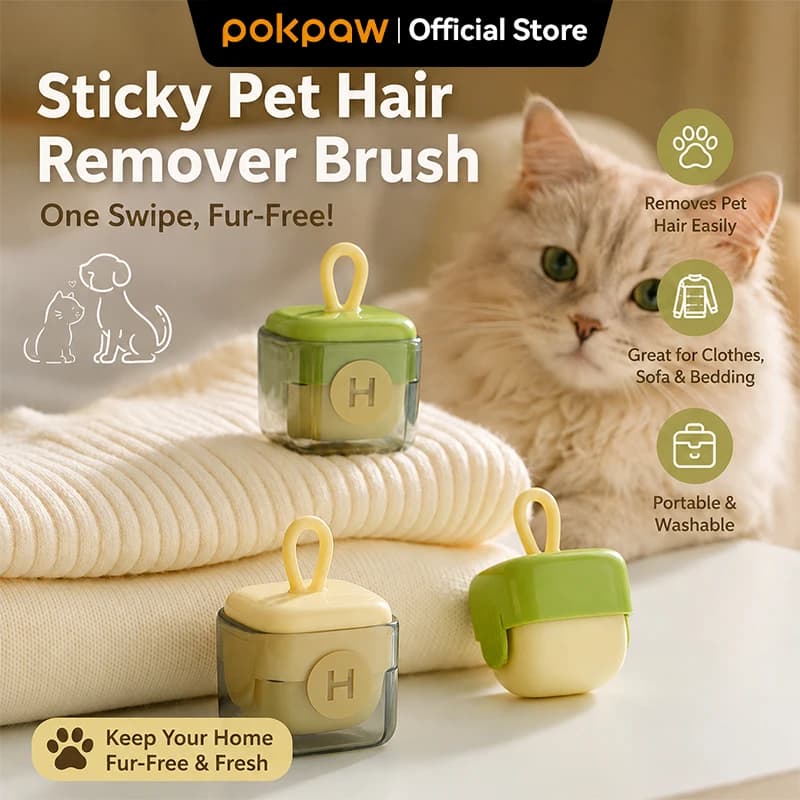POKPAW Washable Pet Hair Remover Reusable Sticky Lint Roller Portable Square Cleaning Brush for Clothes and Sofa